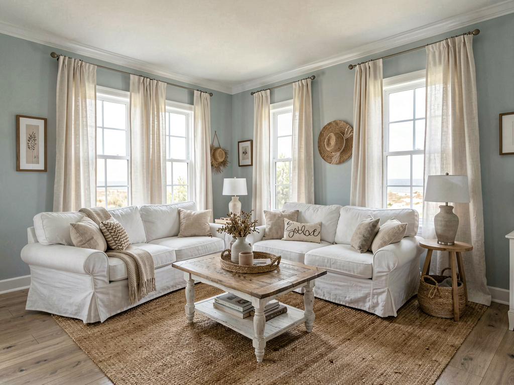 Coastal living room design