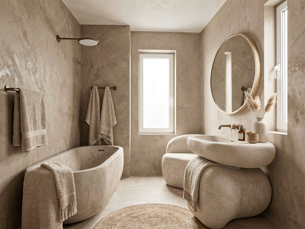 Warm Minimalist bathroom design